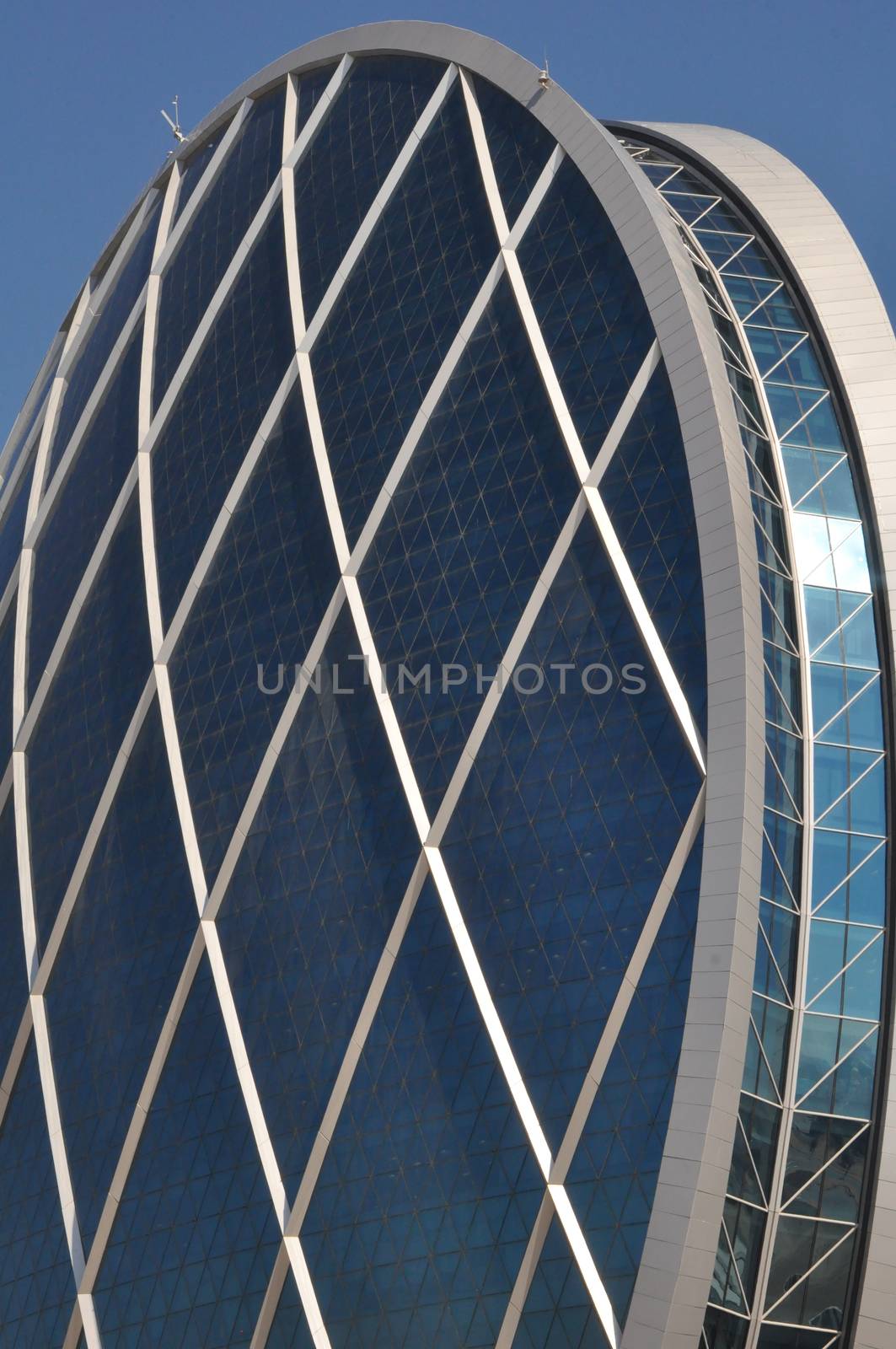 Aldar Headquarters Building in Abu Dhabi, UAE. It is the first circular building of its kind in the Middle East.