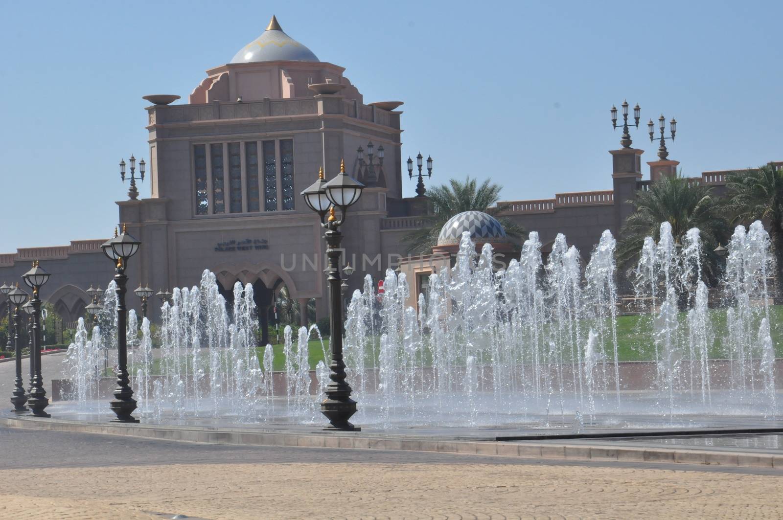 Emirates Palace Hotel in Abu Dhabi, UAE. It is a seven star luxury hotel and has its own marina and helipad.