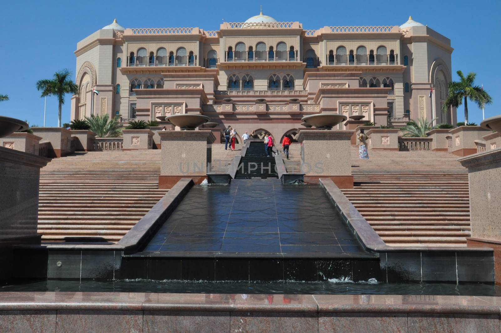 Emirates Palace Hotel in Abu Dhabi, UAE. It is a seven star luxury hotel and has its own marina and helipad.