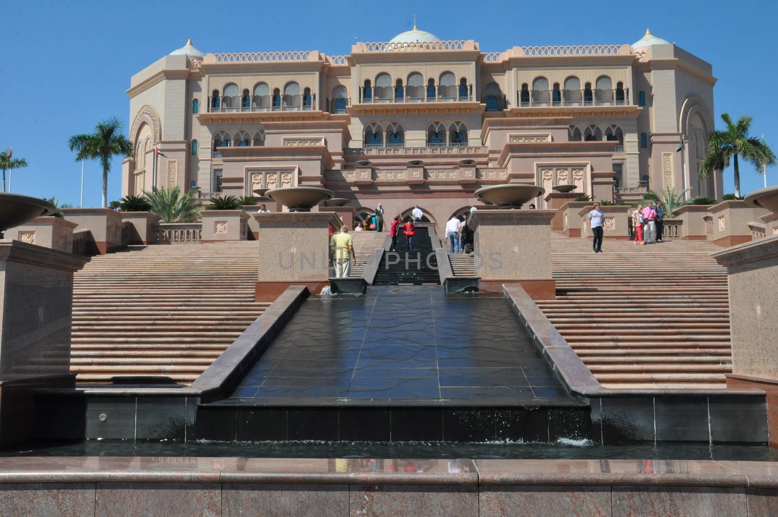 Emirates Palace Hotel in Abu Dhabi, UAE. It is a seven star luxury hotel and has its own marina and helipad.