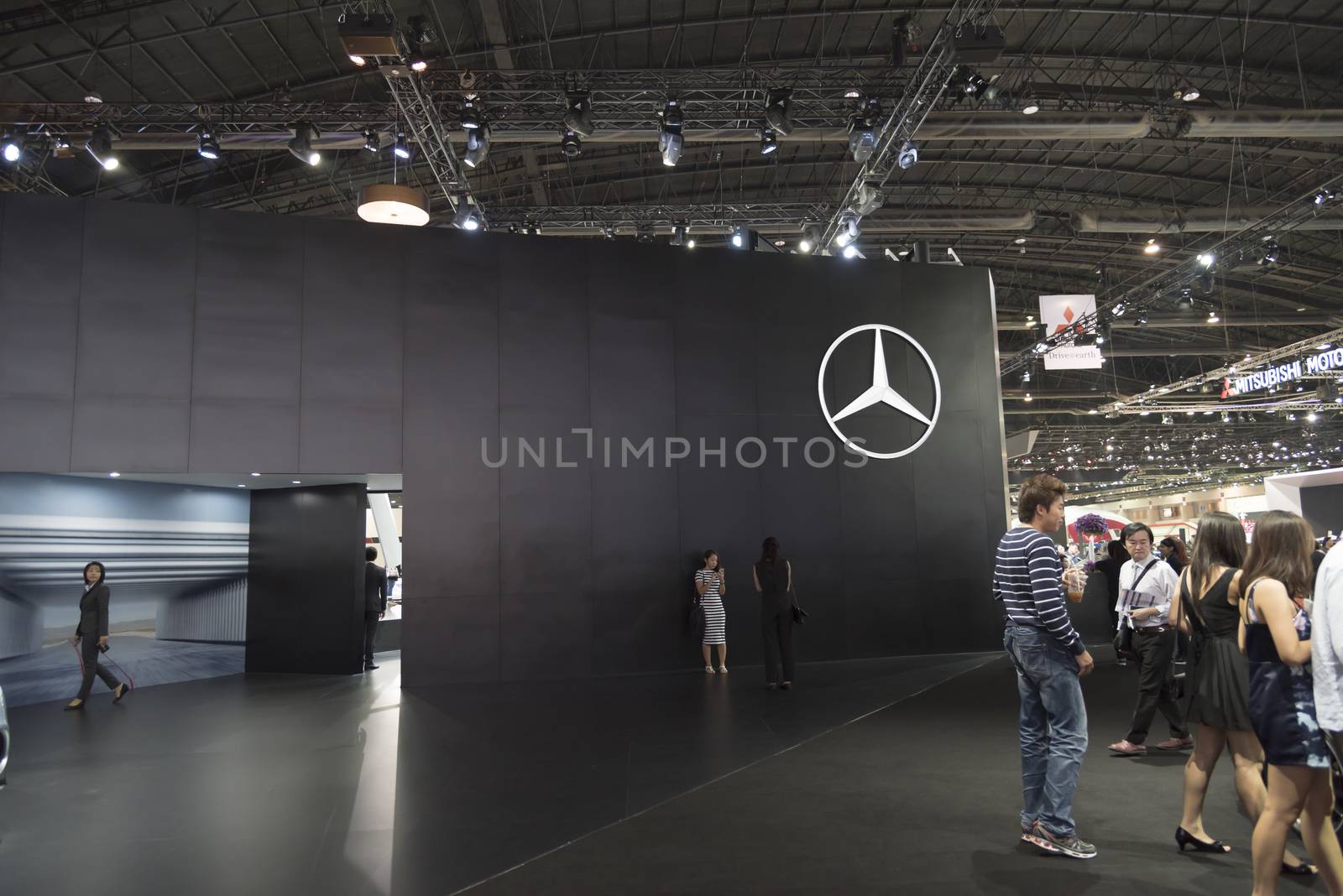 BANGKOK,THAILAND - APRIL 4 : mercedes benz logo on April 4,2015 at the 36th Bangkok international motor show in Thailand.