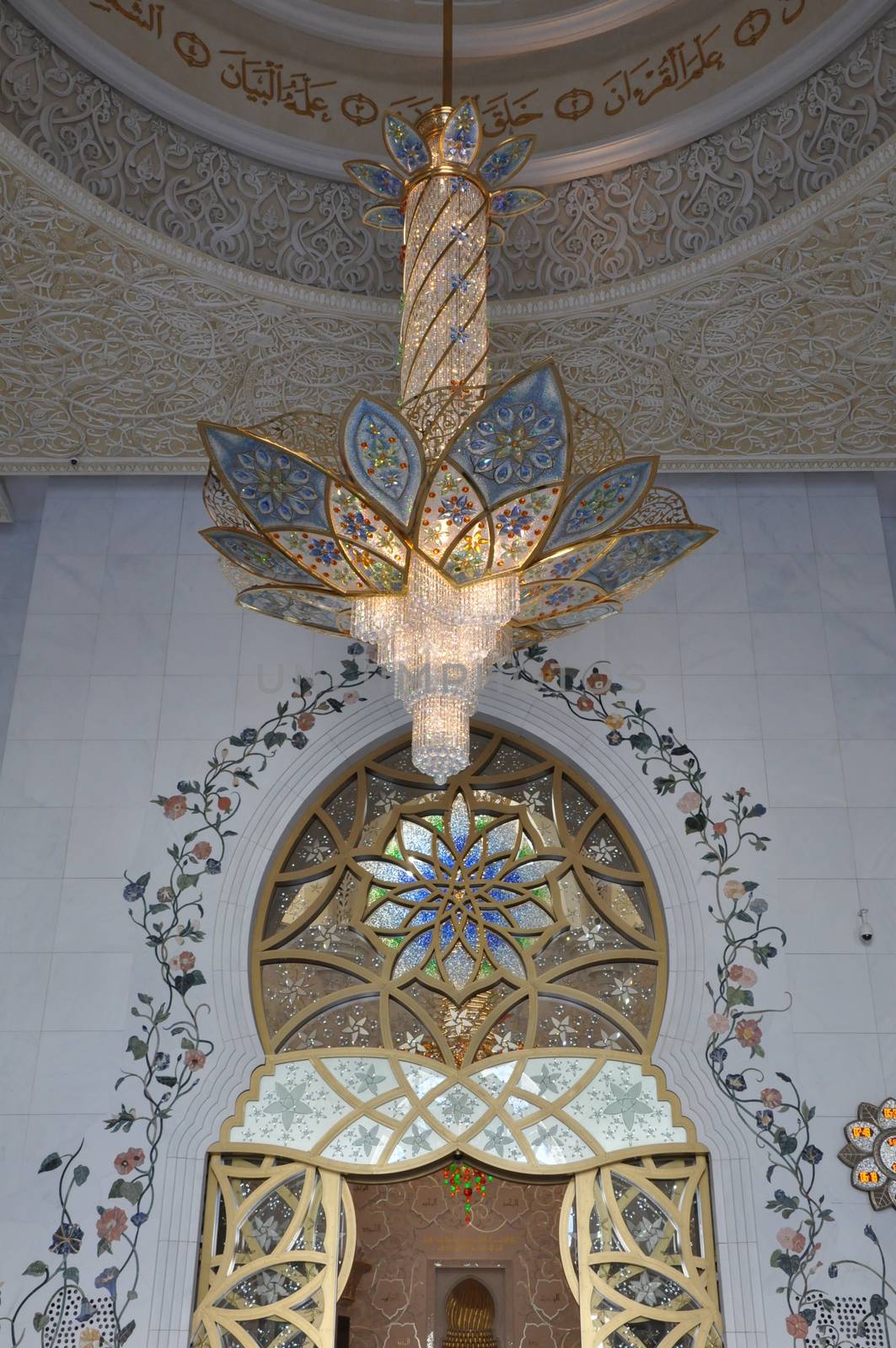 Magnificent interior of Sheikh Zayed Grand Mosque in Abu Dhabi, UAE. It is the largest mosque in the UAE and the eighth largest mosque in the world.