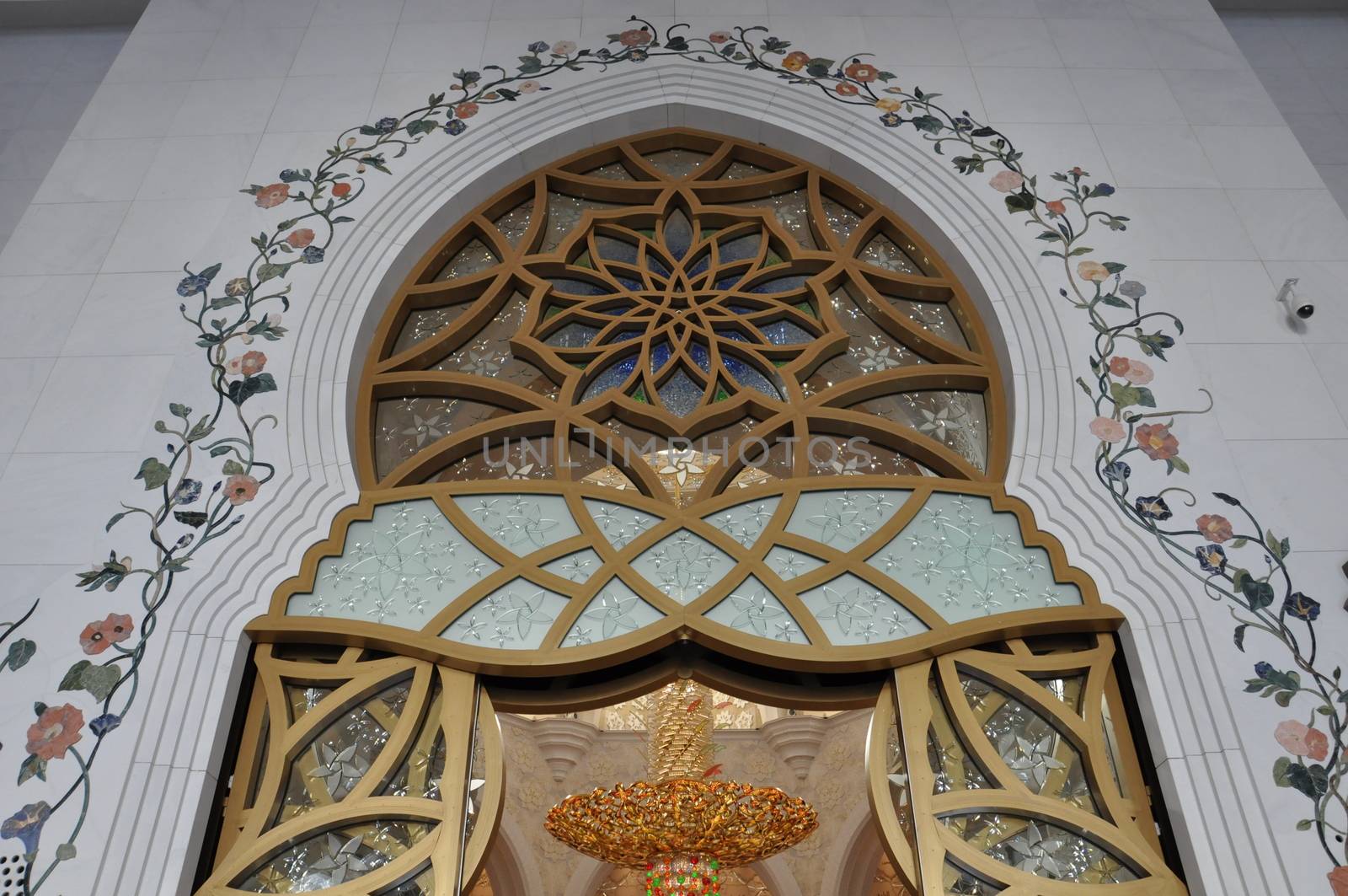 Magnificent interior of Sheikh Zayed Grand Mosque in Abu Dhabi, UAE. It is the largest mosque in the UAE and the eighth largest mosque in the world.