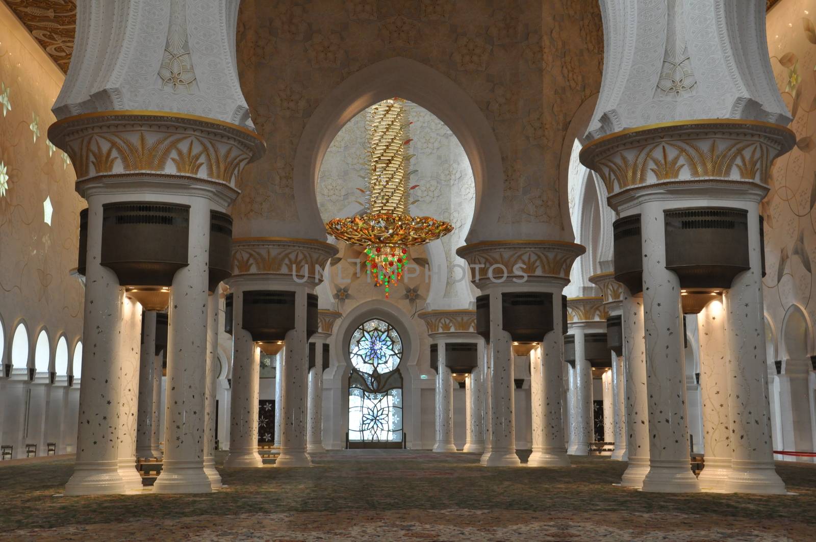 Magnificent interior of Sheikh Zayed Grand Mosque in Abu Dhabi, UAE by sainaniritu