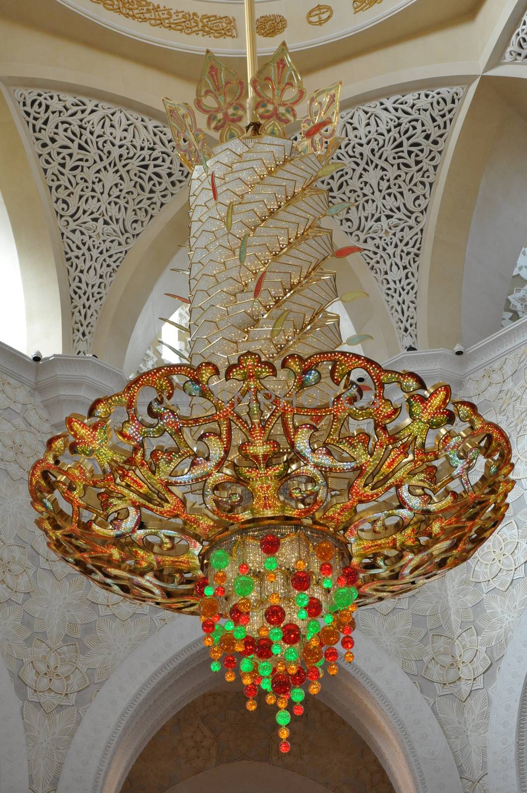 Magnificent interior of Sheikh Zayed Grand Mosque in Abu Dhabi, UAE. It is the largest mosque in the UAE and the eighth largest mosque in the world.