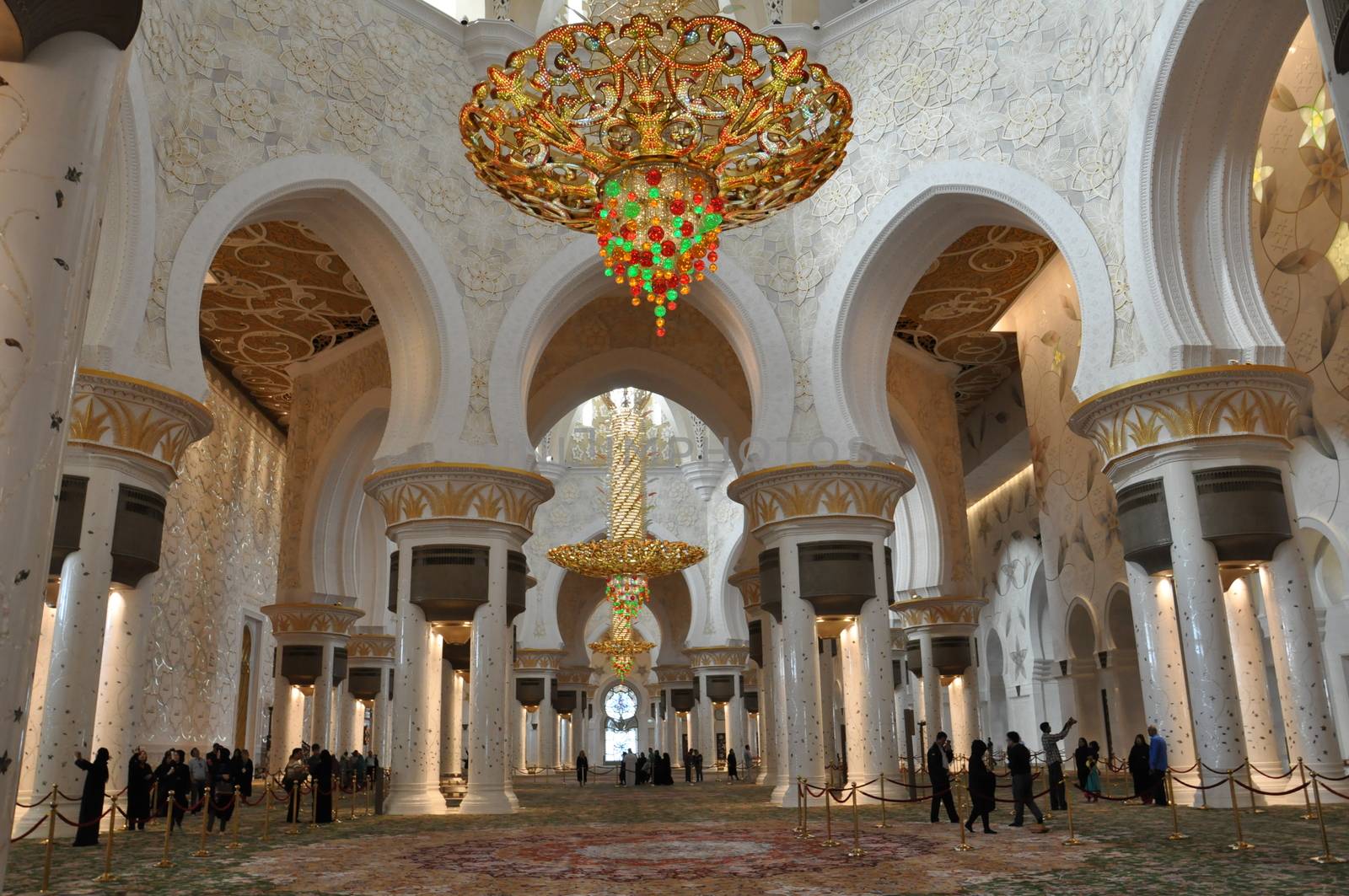 Magnificent interior of Sheikh Zayed Grand Mosque in Abu Dhabi, UAE by sainaniritu
