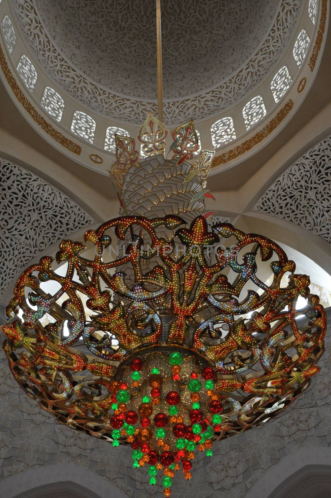 Magnificent interior of Sheikh Zayed Grand Mosque in Abu Dhabi, UAE by sainaniritu