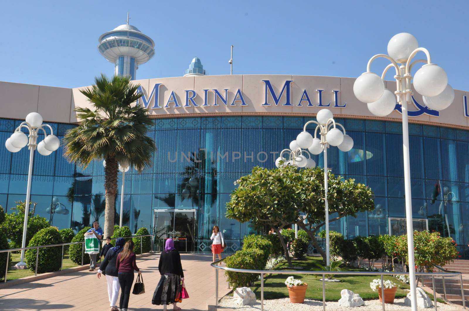 Marina Mall in Abu Dhabi, UAE. It is one of the largest malls in Abu Dhabi and features an observatory, ice rink, movie complex and bowling alley.