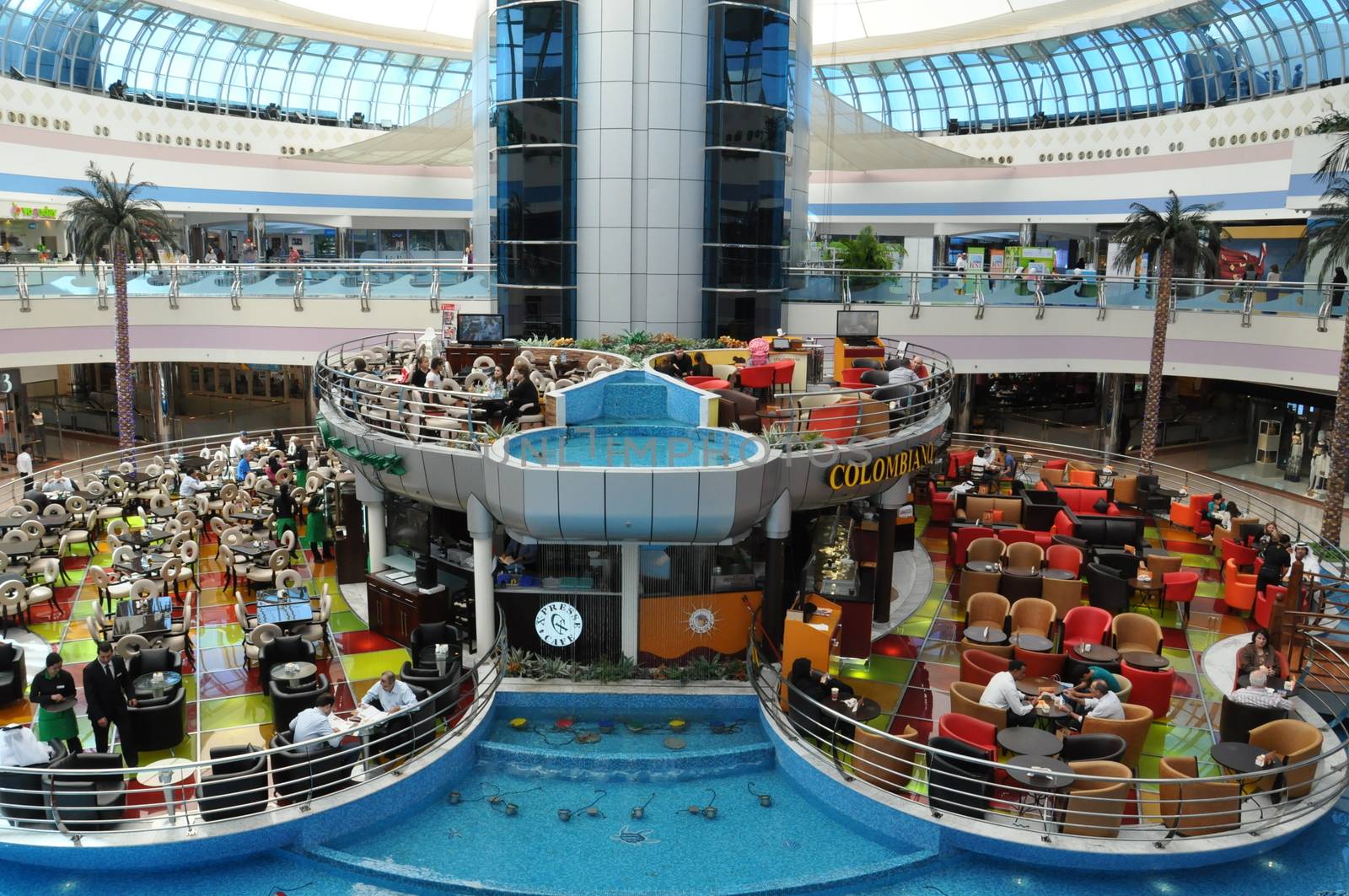 Marina Mall in Abu Dhabi, UAE. It is one of the largest malls in Abu Dhabi and features an observatory, ice rink, movie complex and bowling alley.