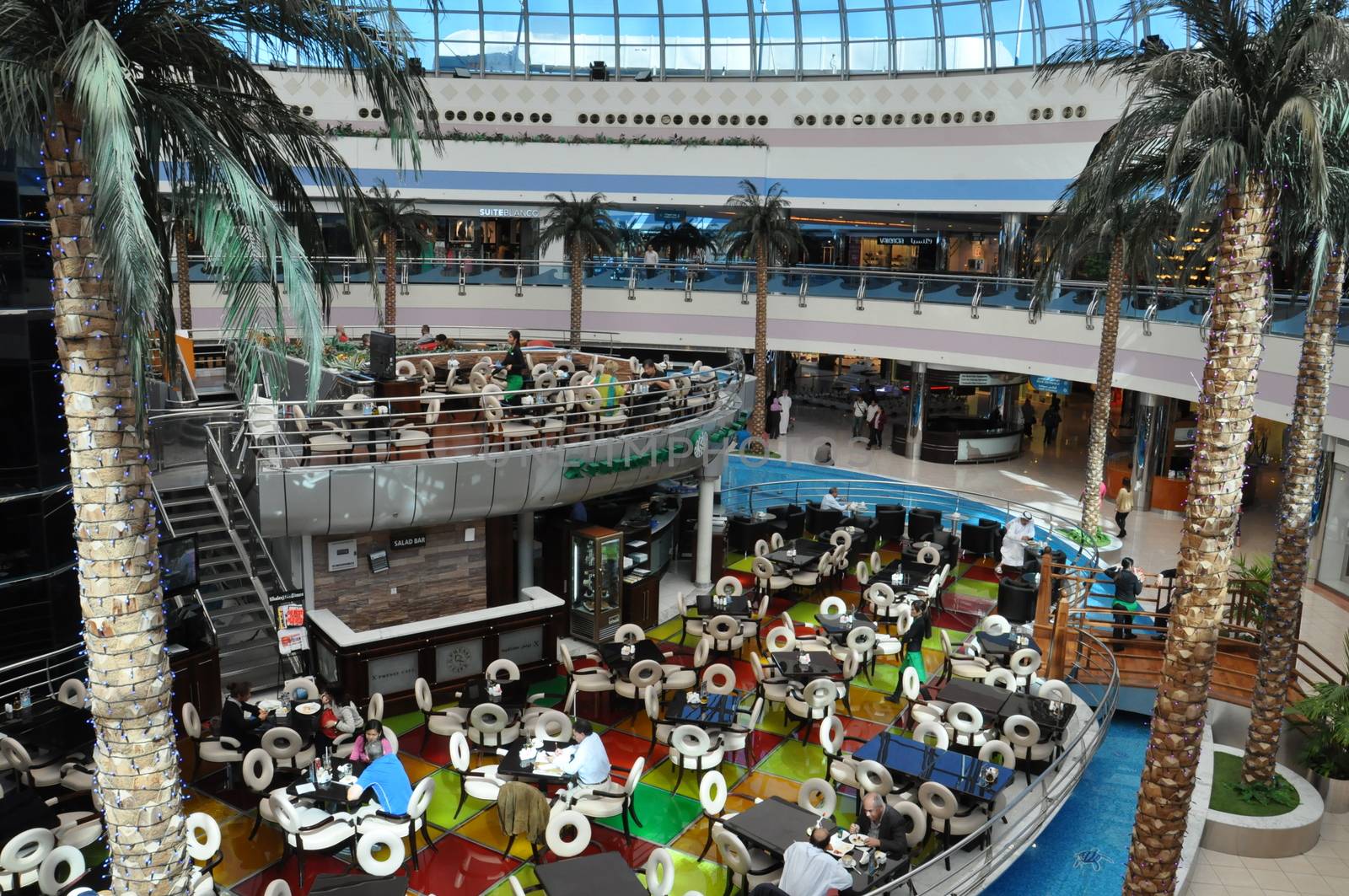 Marina Mall in Abu Dhabi, UAE. It is one of the largest malls in Abu Dhabi and features an observatory, ice rink, movie complex and bowling alley.