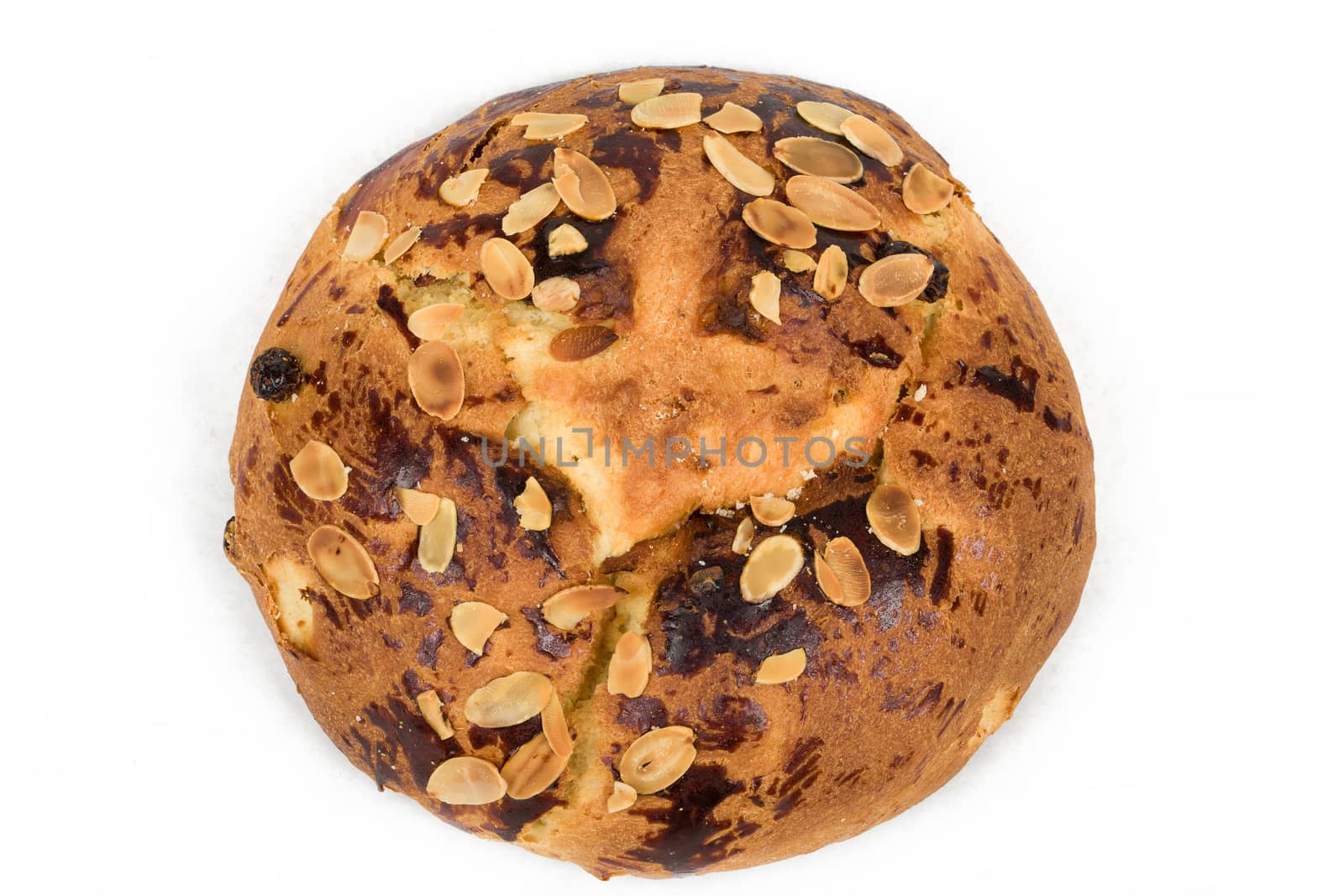 Typical homemade czech easter Cake With Almonds isolated on white
