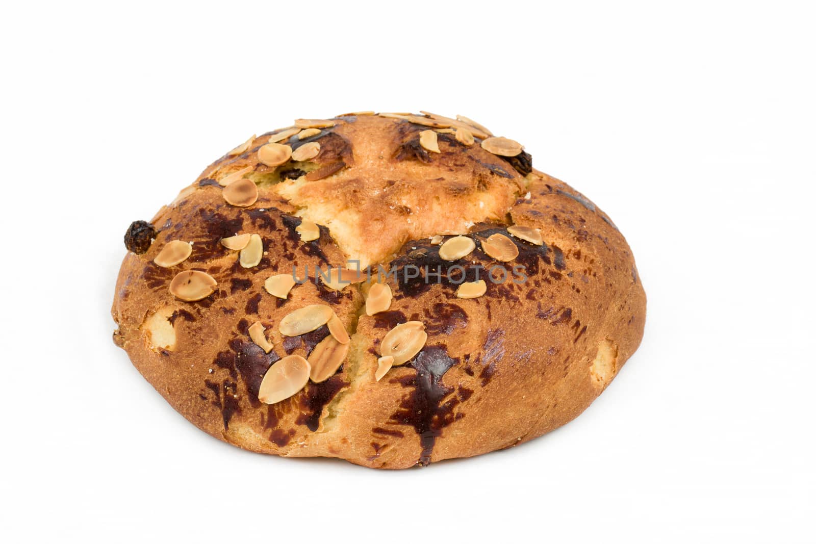 Typical homemade czech easter Cake With Almonds isolated on white