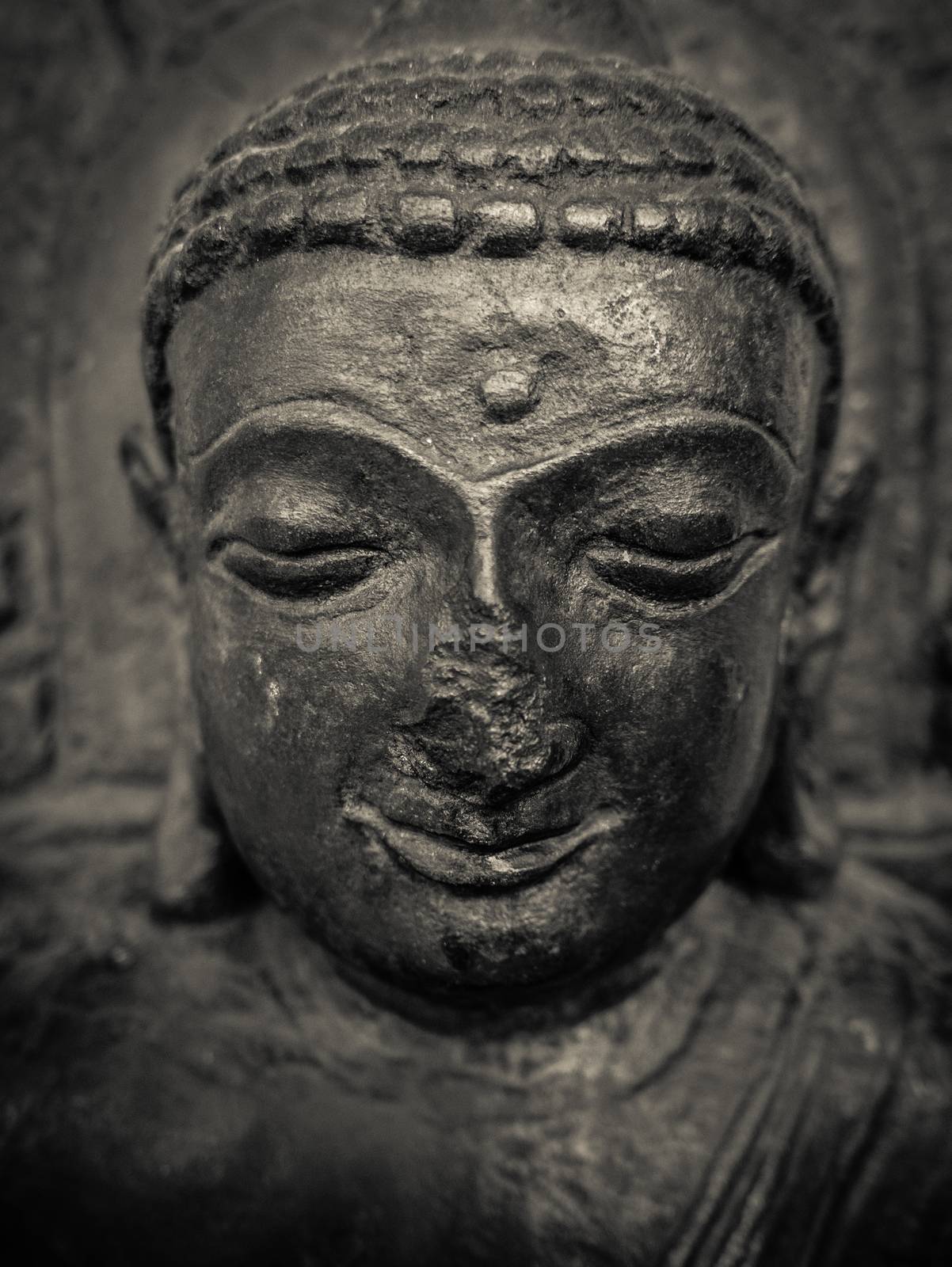 Detail Of Ancient Statue Of Buddha With Shallow Depth Of Focus