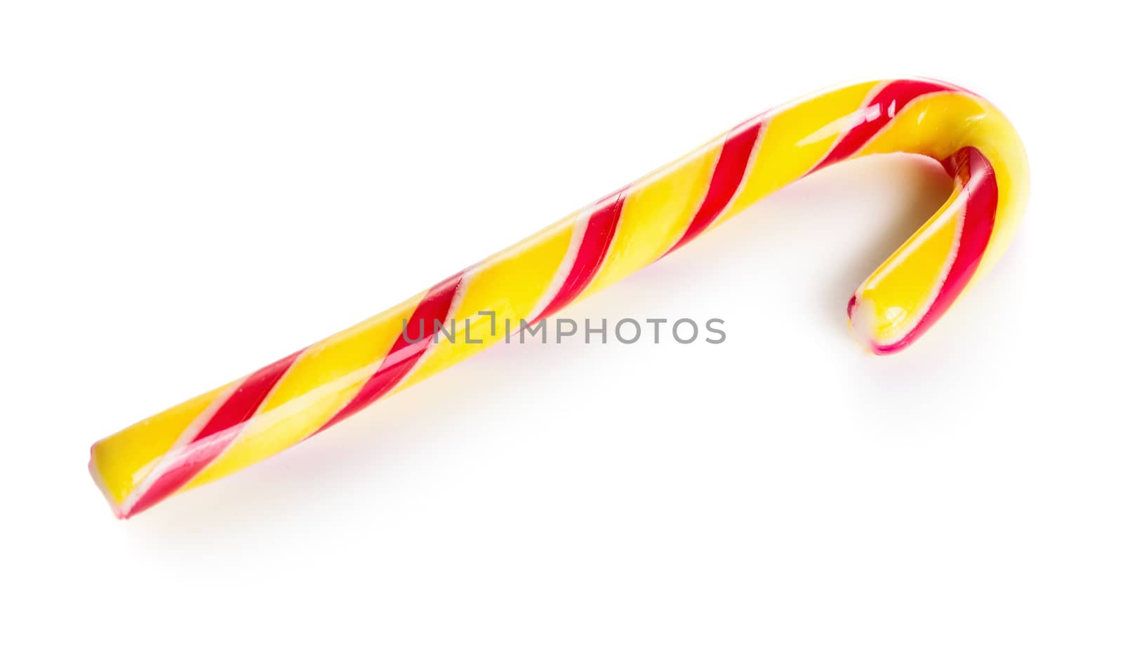 Sweet stick candy cane isolated on white background