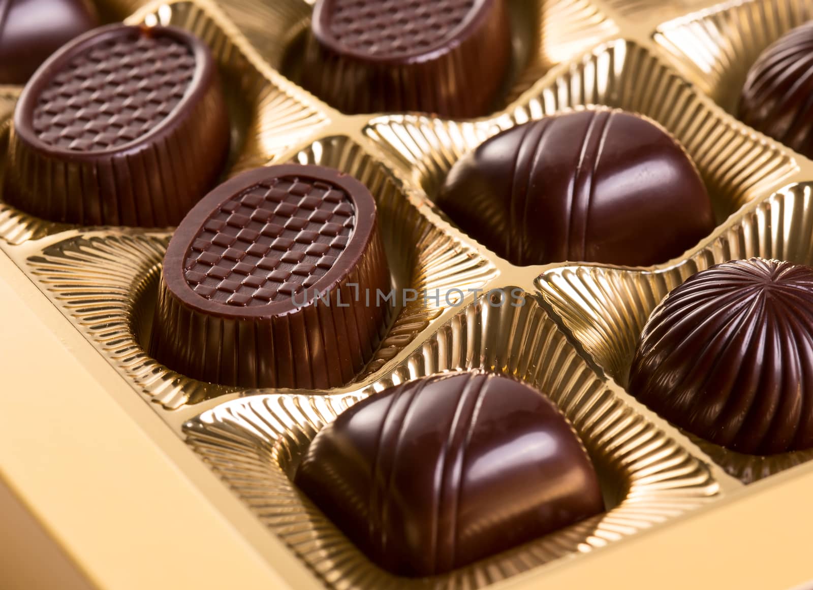 A box of various chocolate candies