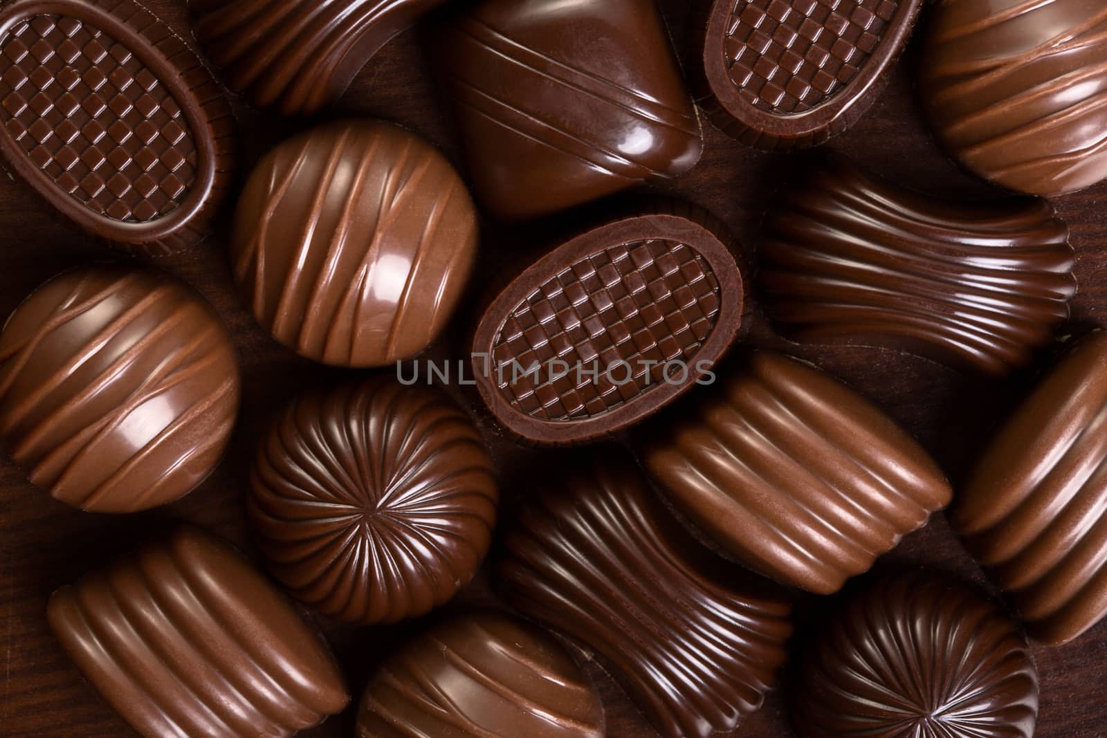 Various chocolates as a background - sweet food