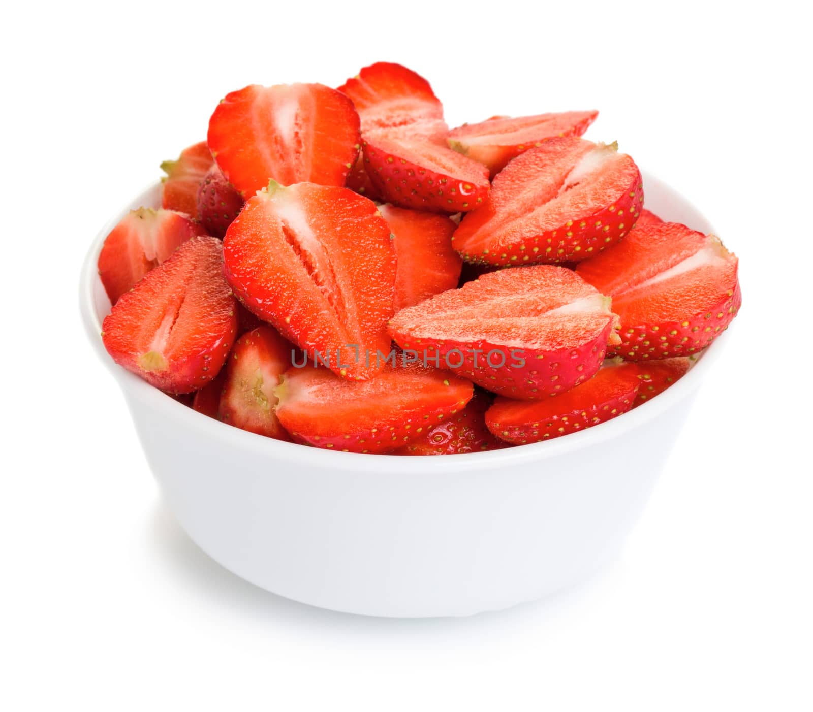 Strawberries in bawl isolated on white background