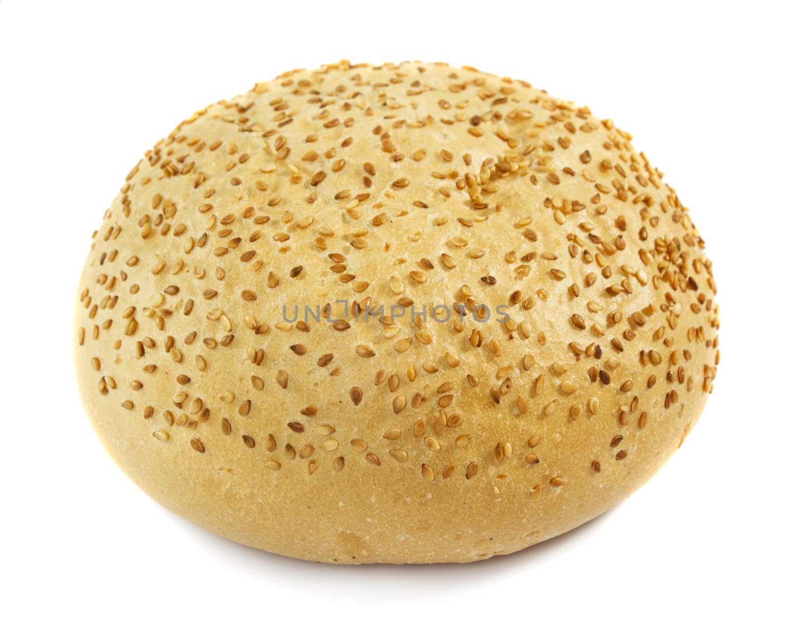 Sesame sandwich bun isolated on white