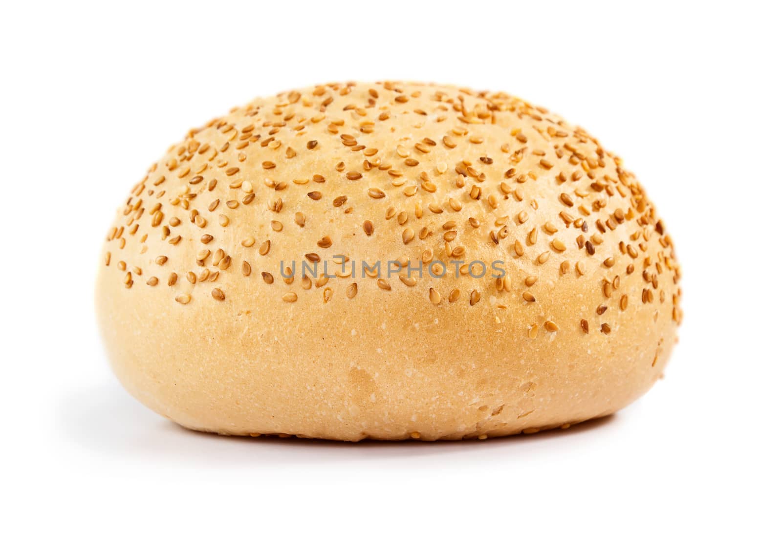 Seasame sandwich bun isolated on white background