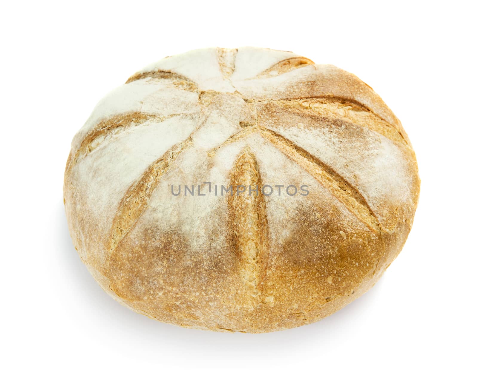 Fresh whole bread isolated on white