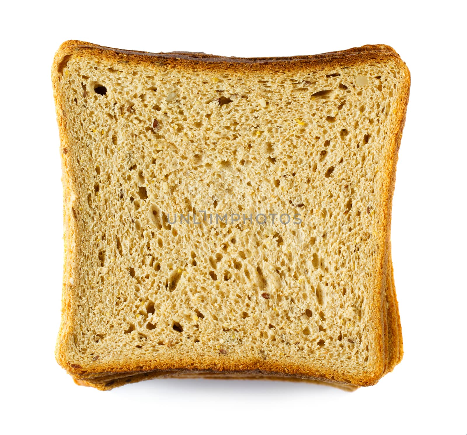 Closeup image of bread slices isolated on white