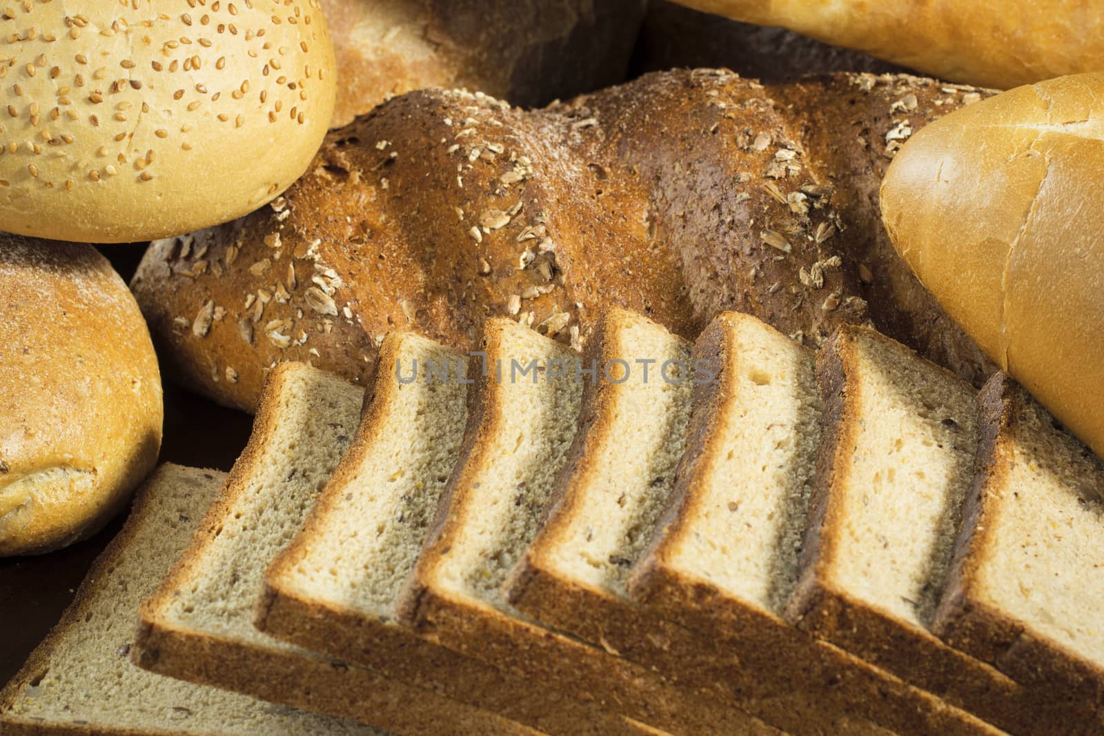 Closeup view of assortment bread