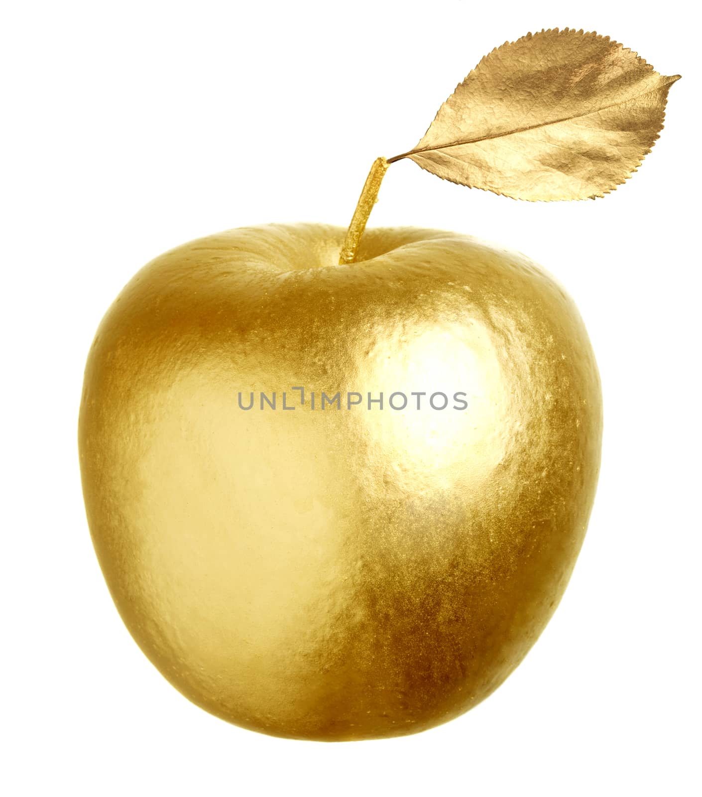 Gold apple isolated on white background