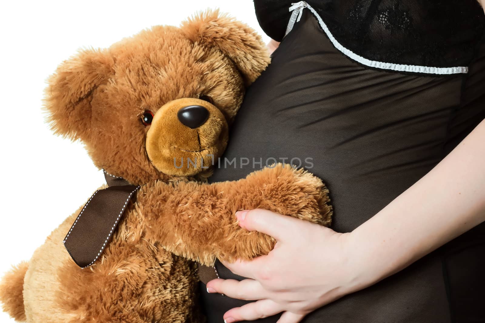 Teddy bear and belly isolated on white background