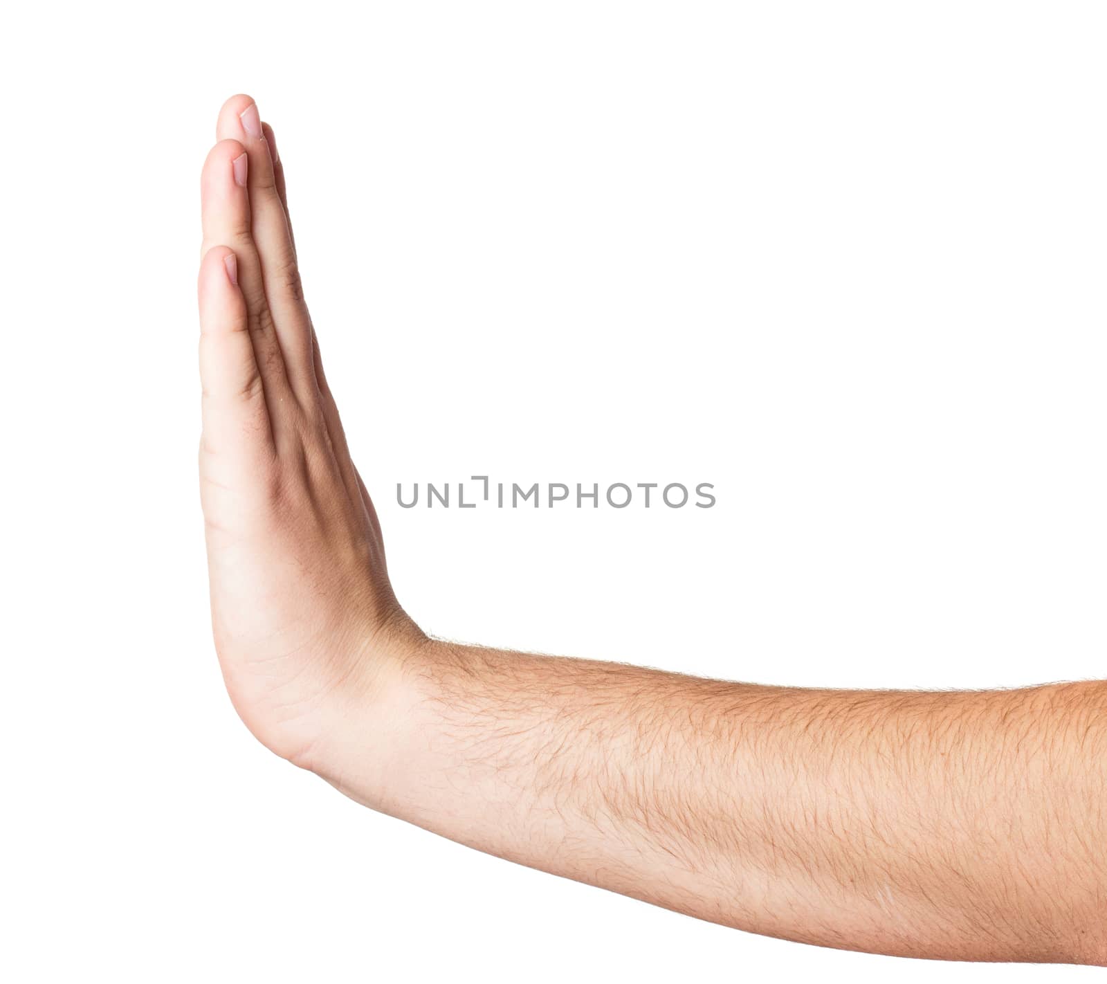 Stopping hand isolated over white background