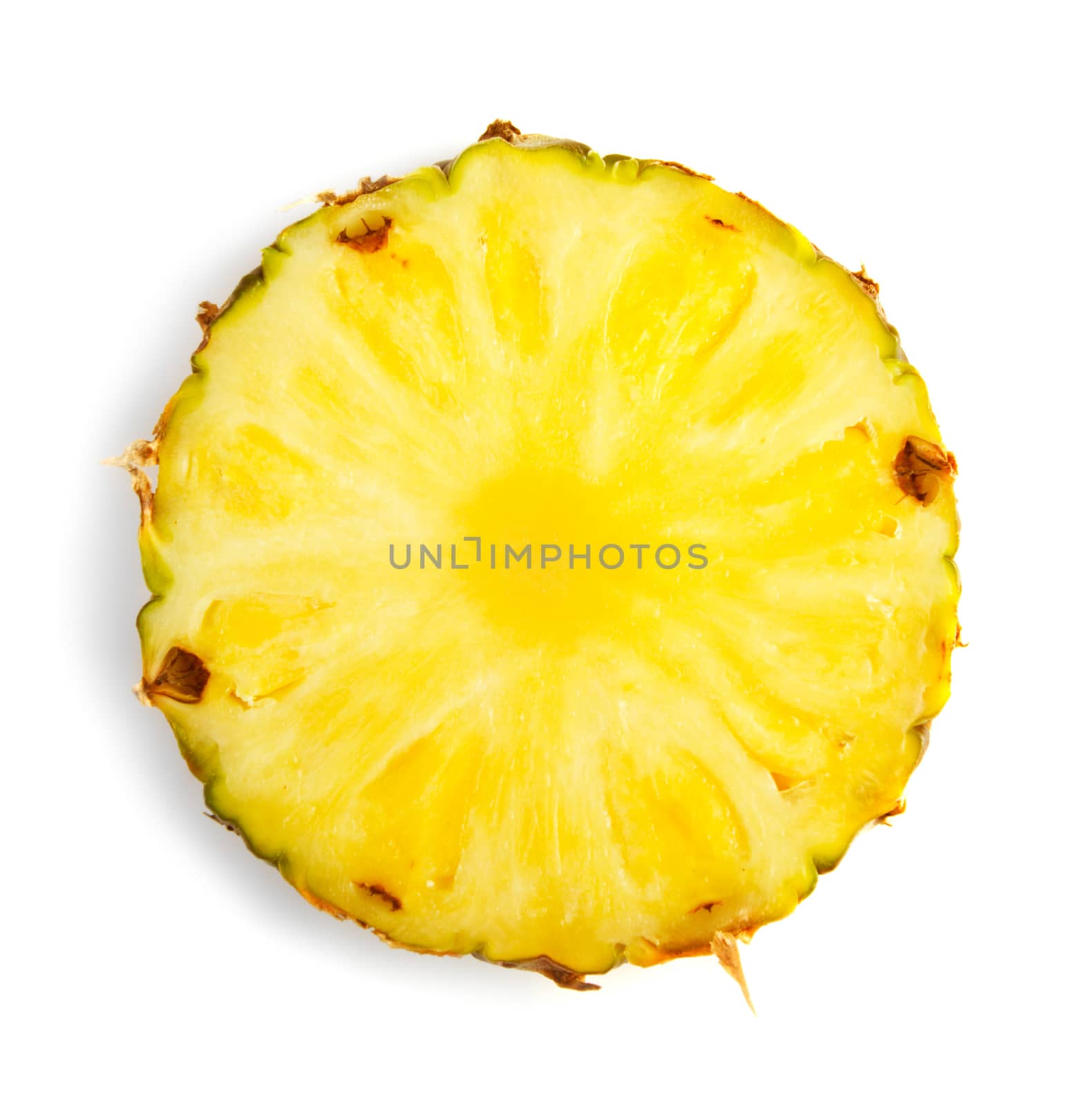 Slice of pineapple isolated on white