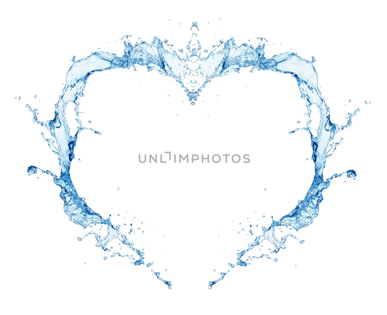 Water heart isolated on white background
