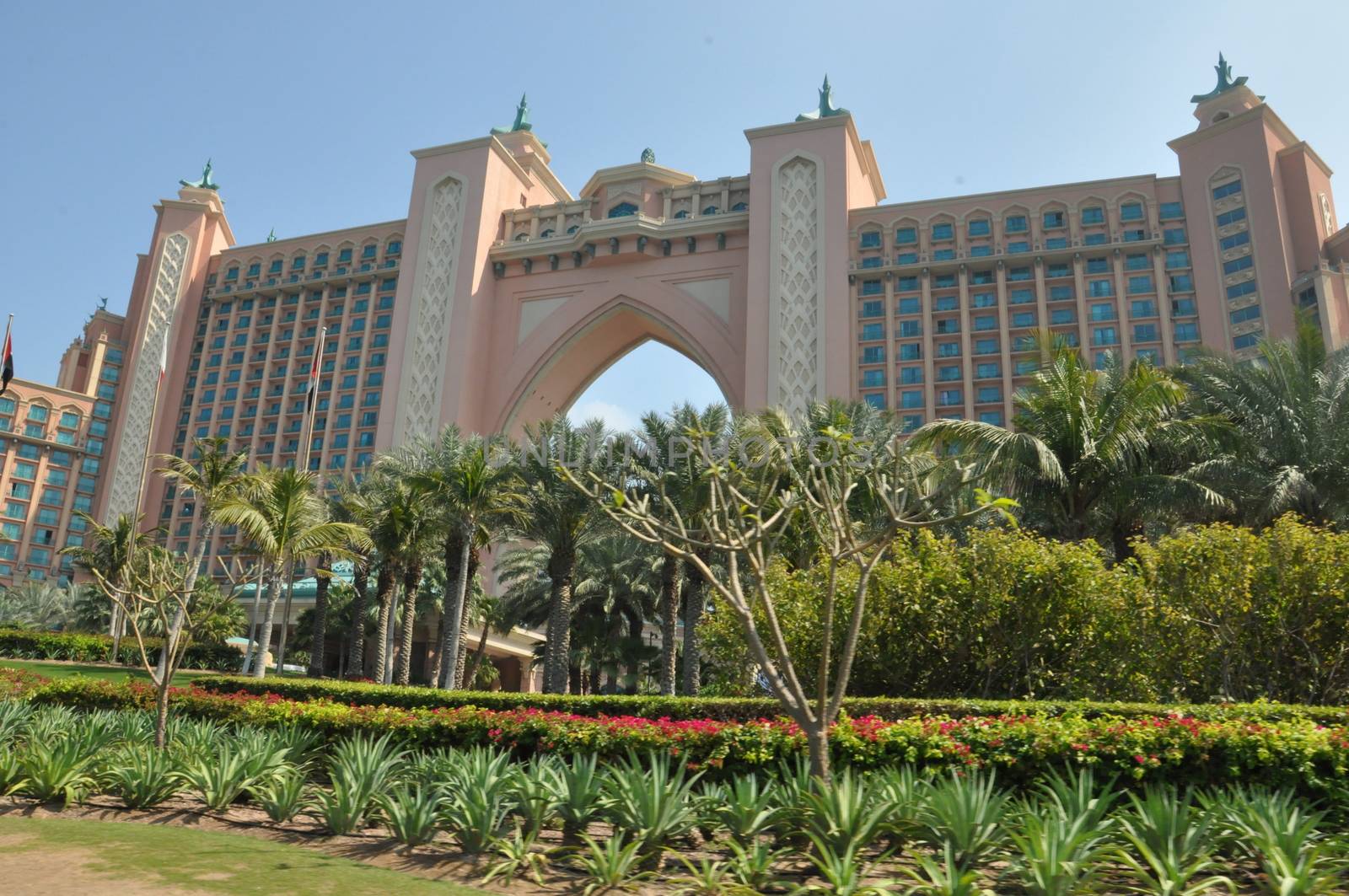 Atlantis The Palm in Dubai, UAE. It is located on Dubais reclaimed artificial island The Palm and was the first resort to be built on the island.