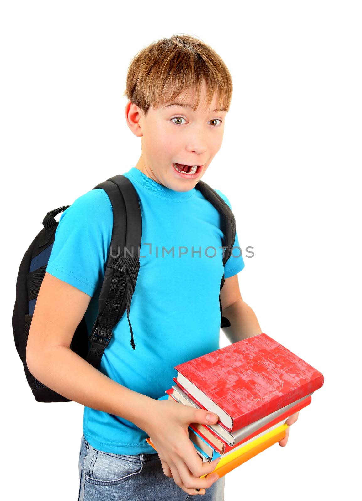 Surprised Schoolboy with a Books by sabphoto