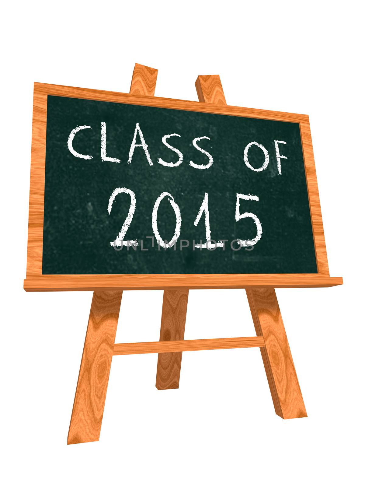 class of 2015 - chalk text on isolated easel blackboard, graduate education concept