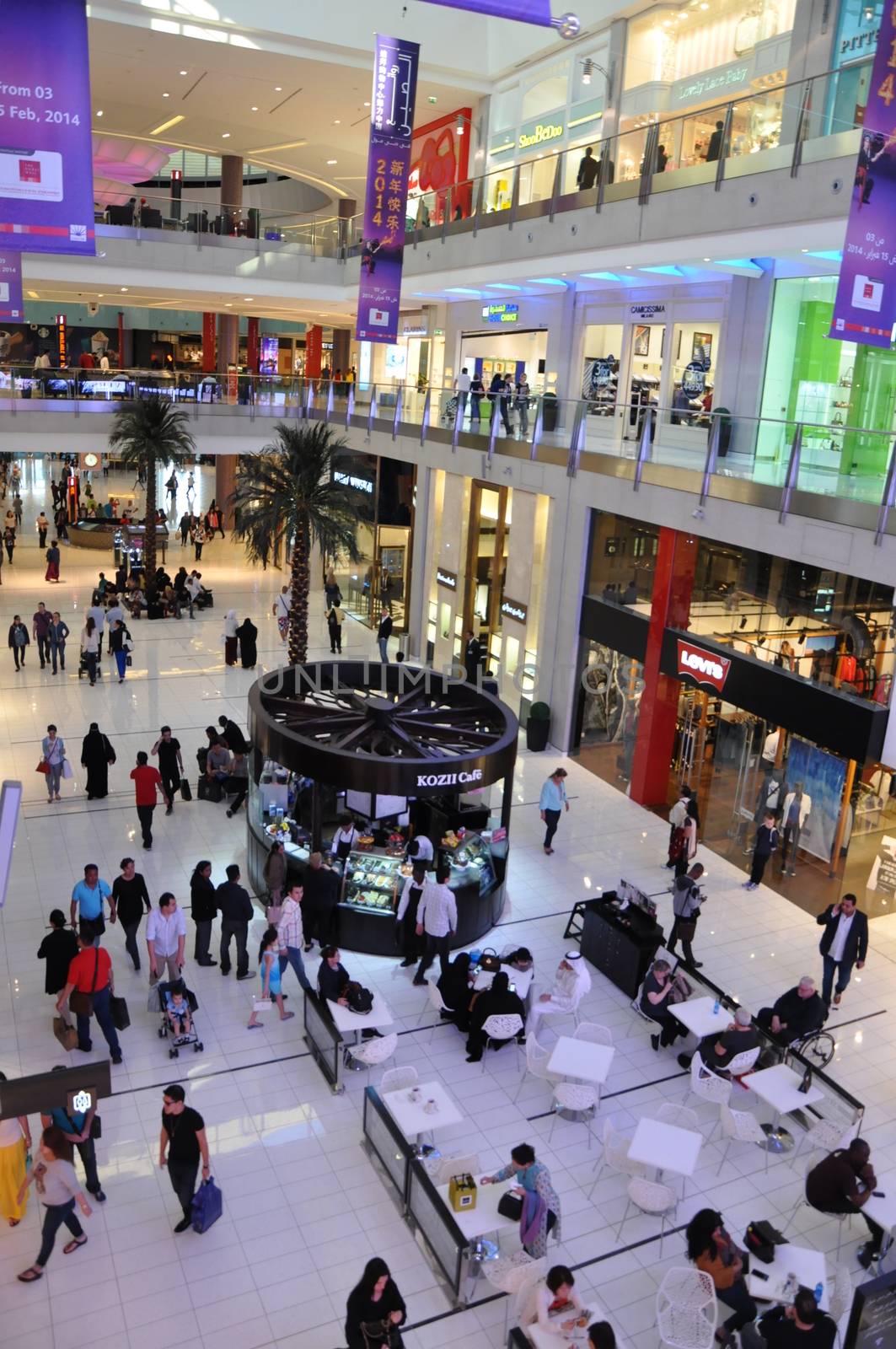 Dubai Mall in Dubai, UAE. At over 12 million sq ft, it is the world's largest shopping mall based on total area and 6th largest by gross leasable area.