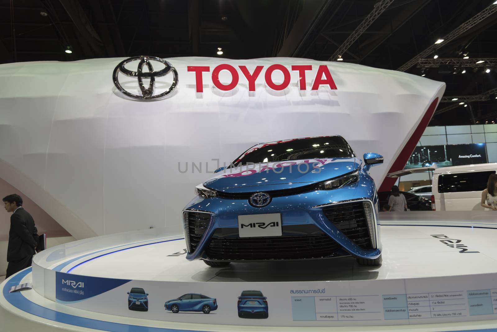 BANGKOK,THAILAND - APRIL 4 : toyota mirai show on April 4,2015 at the 36th Bangkok international motor show in Thailand.