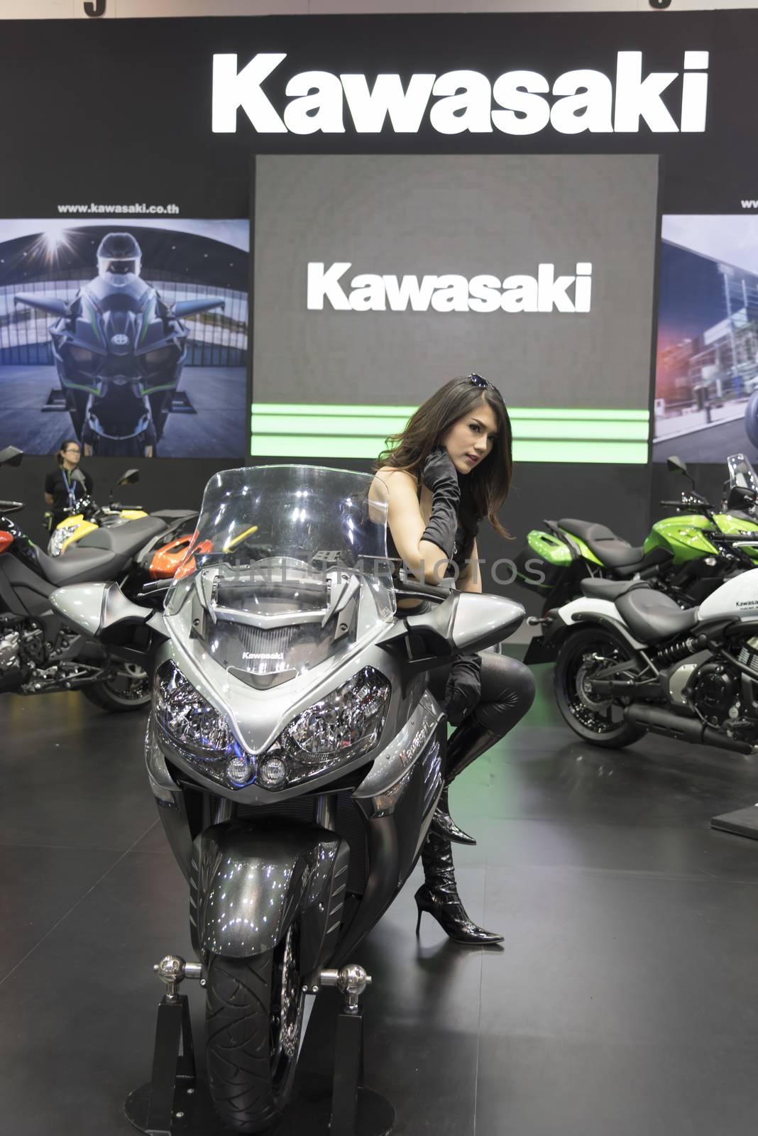 BANGKOK,THAILAND - APRIL 4 : kawasaki motorcycle show on April 4,2015 at the 36th Bangkok international motor show in Thailand.