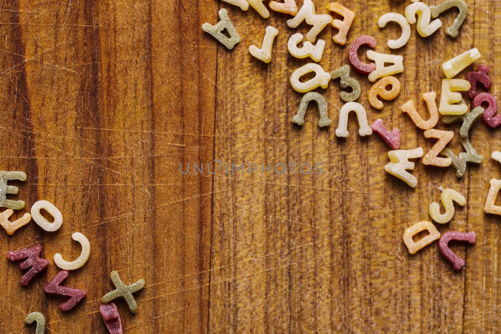 Food, nutrition. Delicious pasta letters