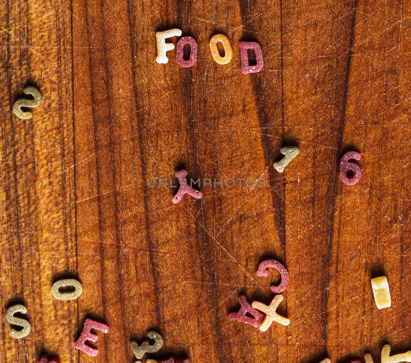 Food, nutrition. Delicious pasta letters