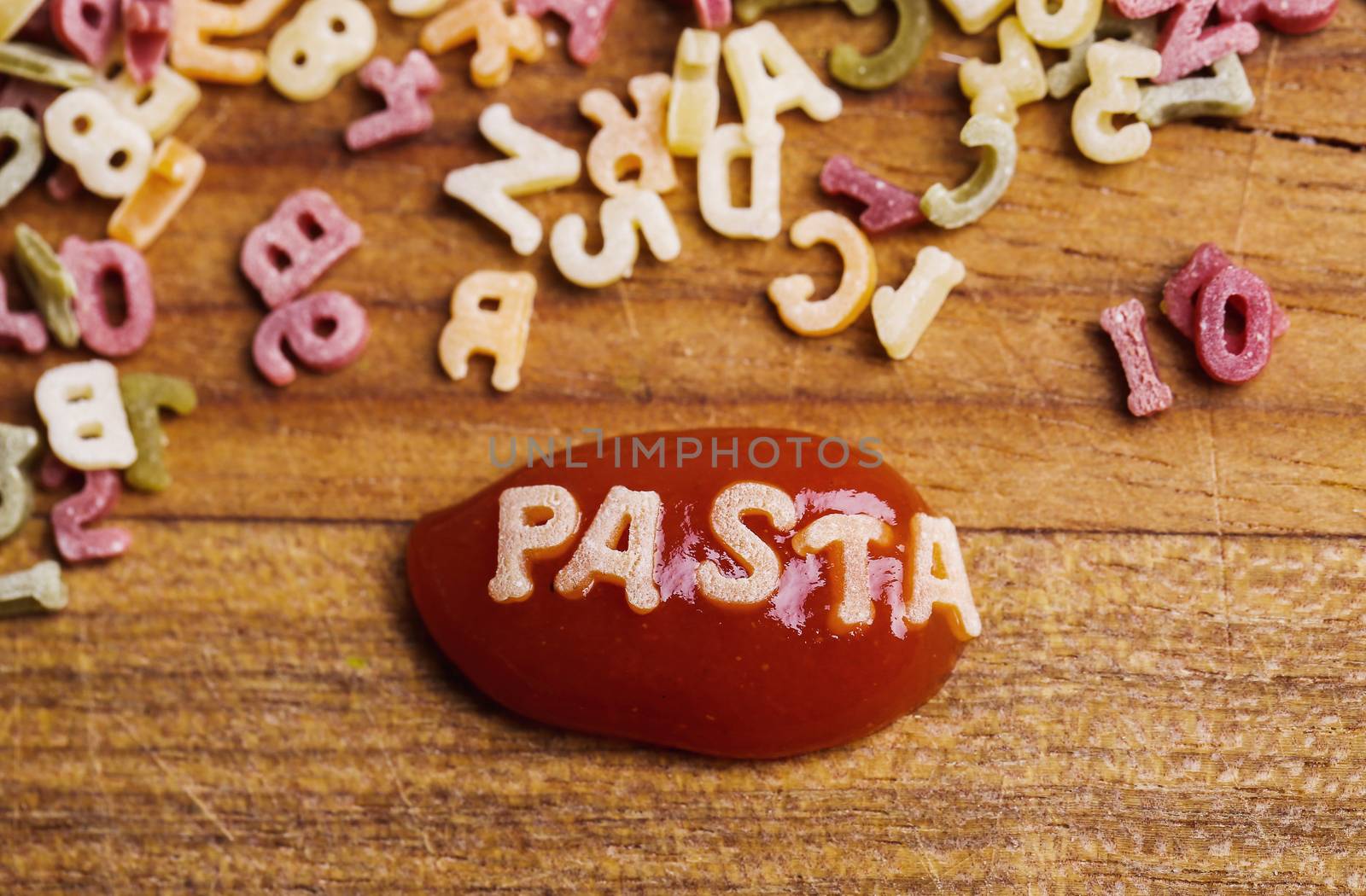 Food, nutrition. Delicious pasta letters