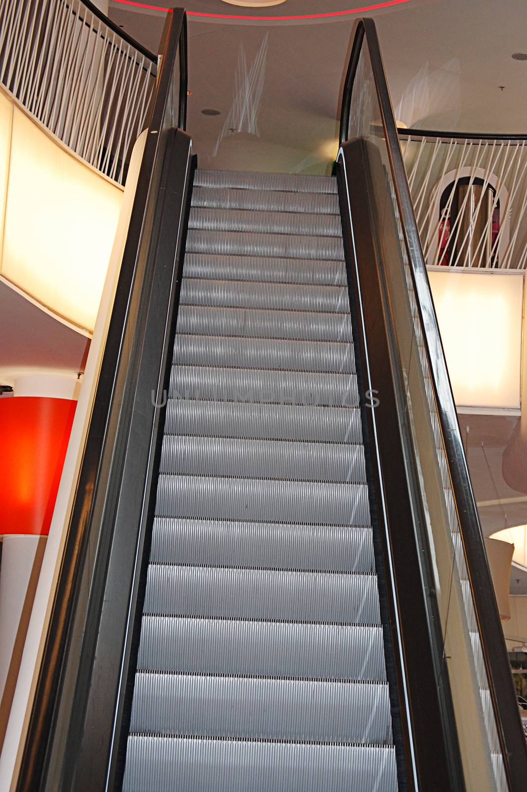 The escalator in shopping center in Europe