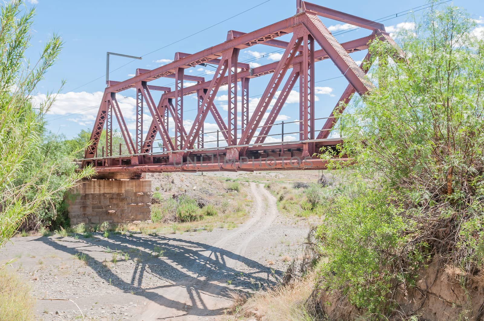 Railway bridge next to the Blockhouse. Blockhouse used by the British troups to defend the bridge during the second Boer War 1899-1902.