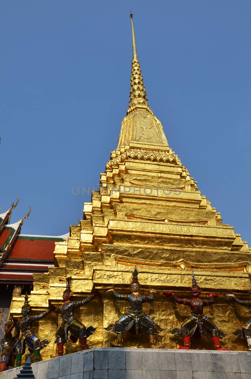 Golden pagoda in Grand Palace by tang90246