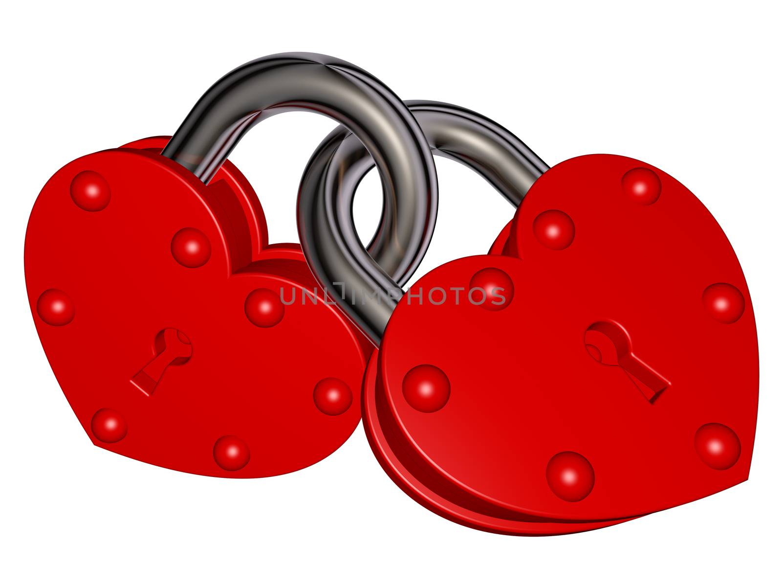 Illustration of red locks - locks of love. Isolated on white background.