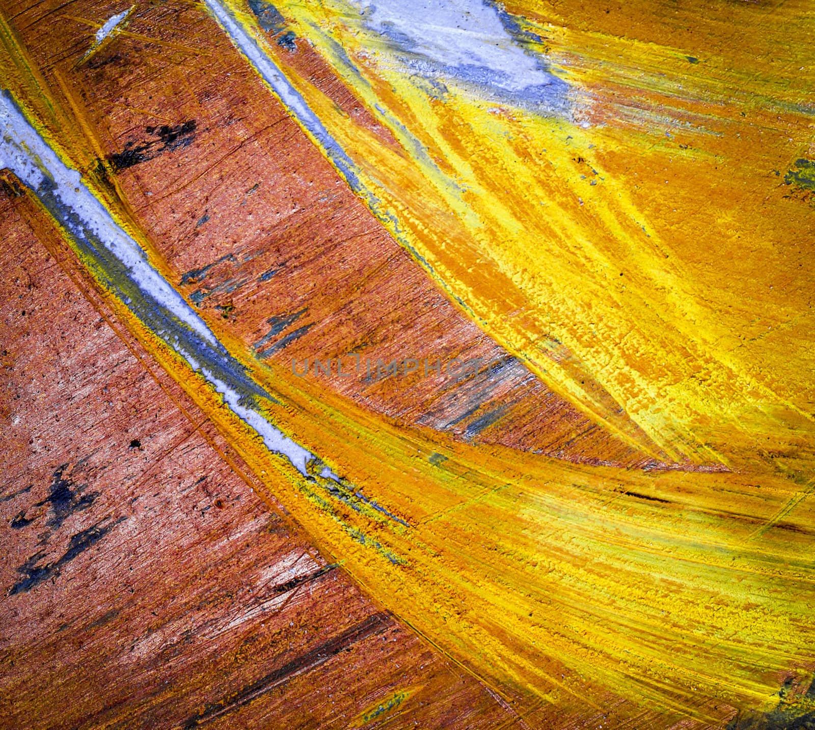 abstract background or texture yellow smudge on oil paints