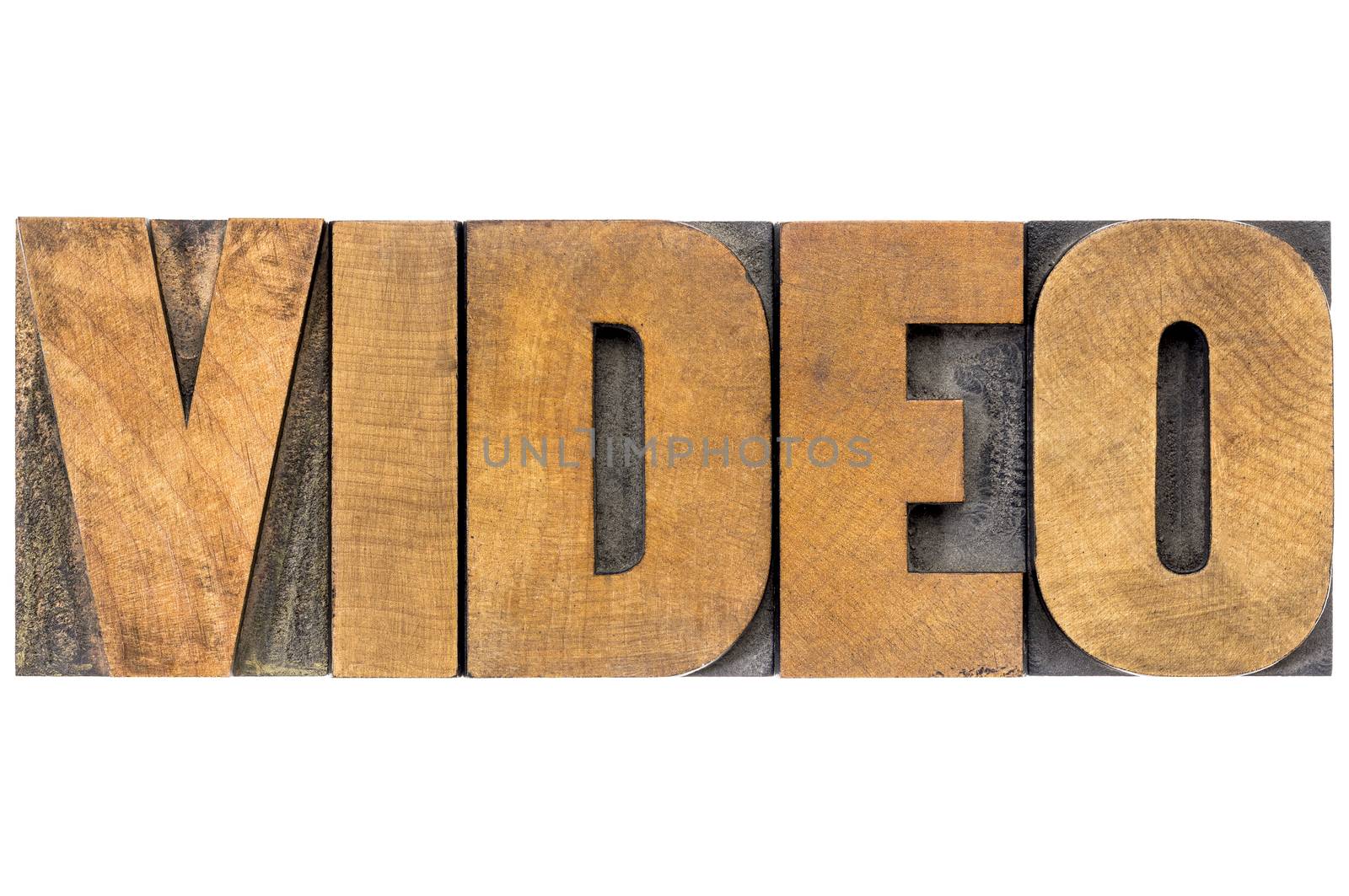 video word in wood type by PixelsAway