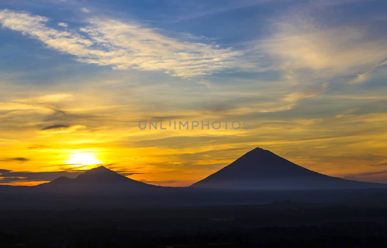 Volcano Agung at Sunrise Time,Bali,Indonesia.