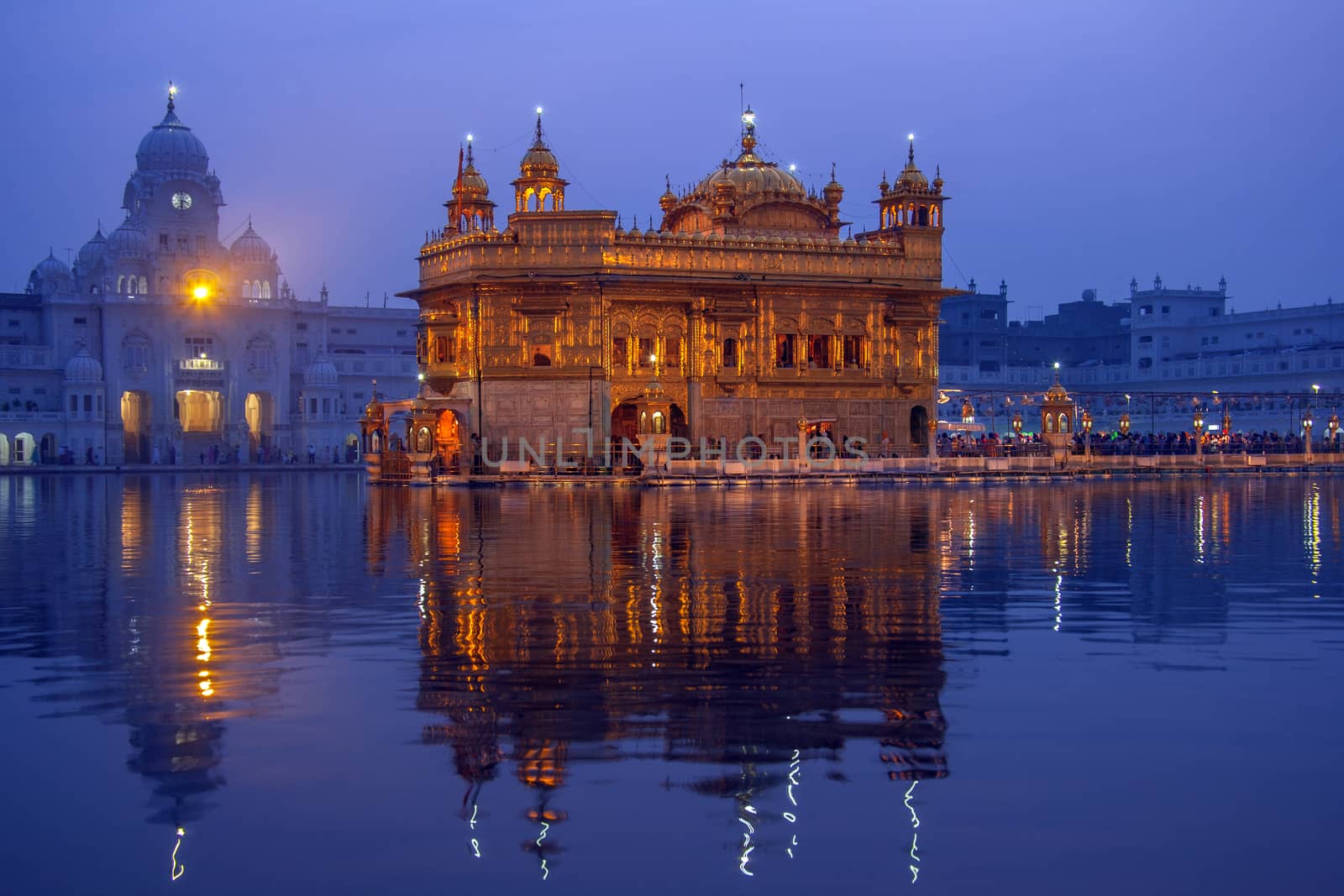 The Golden Temple or Harmandir Sahib in the city of Amritsar in the Punjab region of northwest India. The center of the Sikh faith and the site of its holiest shrine.