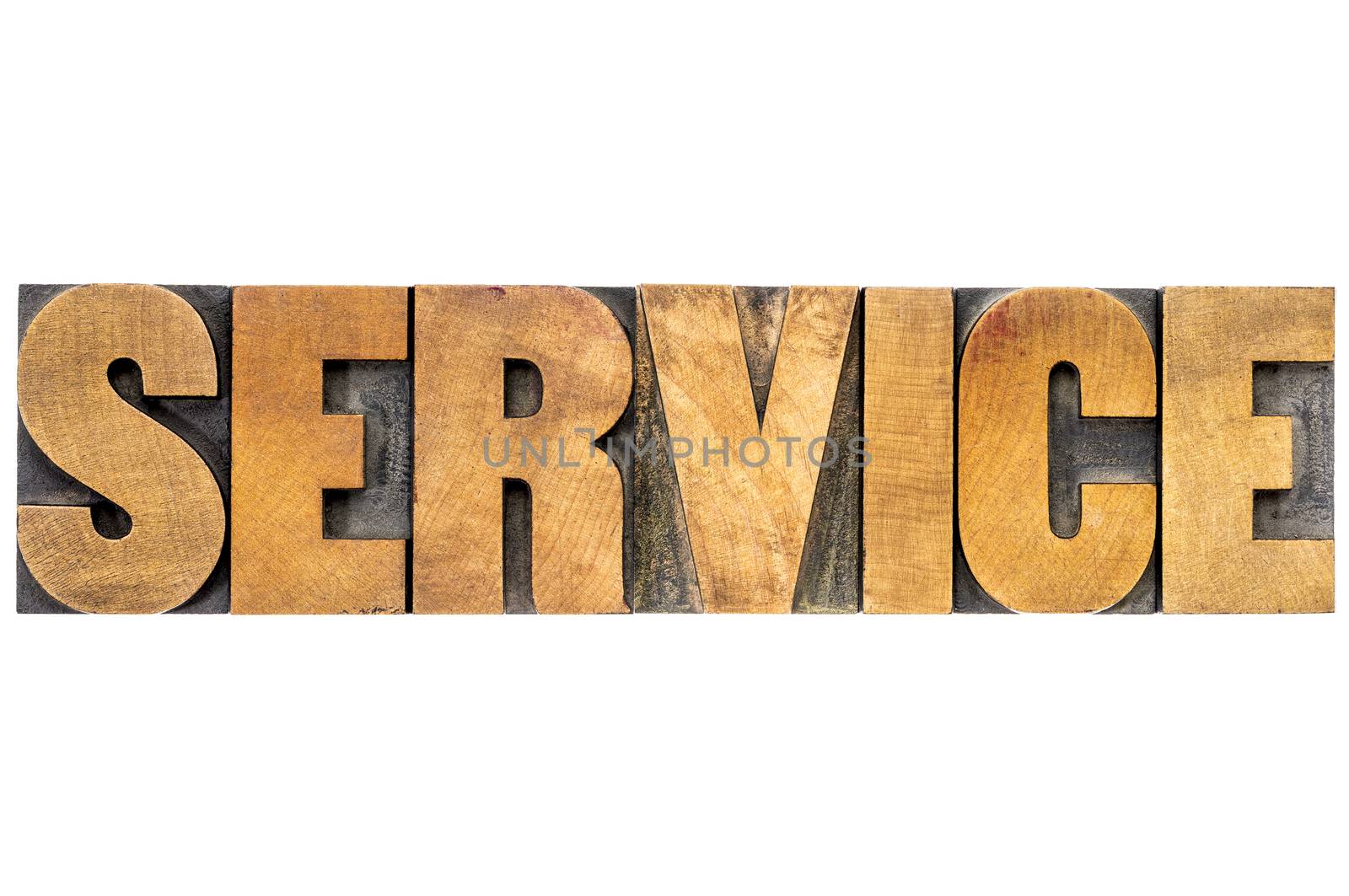 service word  - isolated text in vintage letterpress wood type