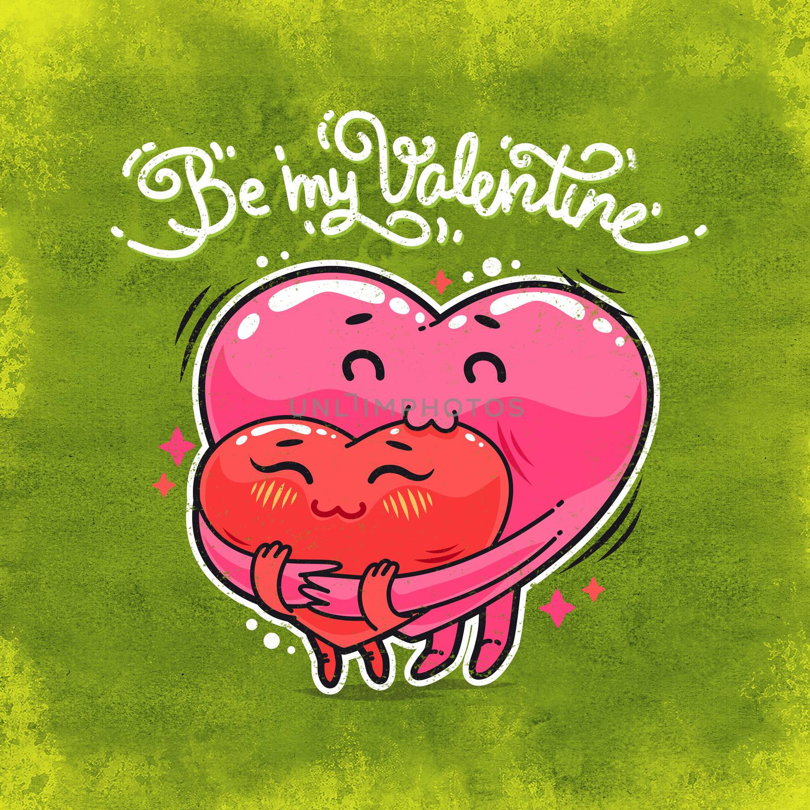Hugging Valentine Hearts for Humor Valentine's Day Design or T-Shirt Print
